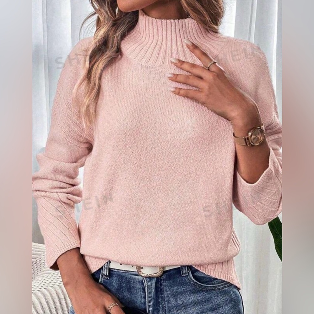 Pale pink mock neck sweater